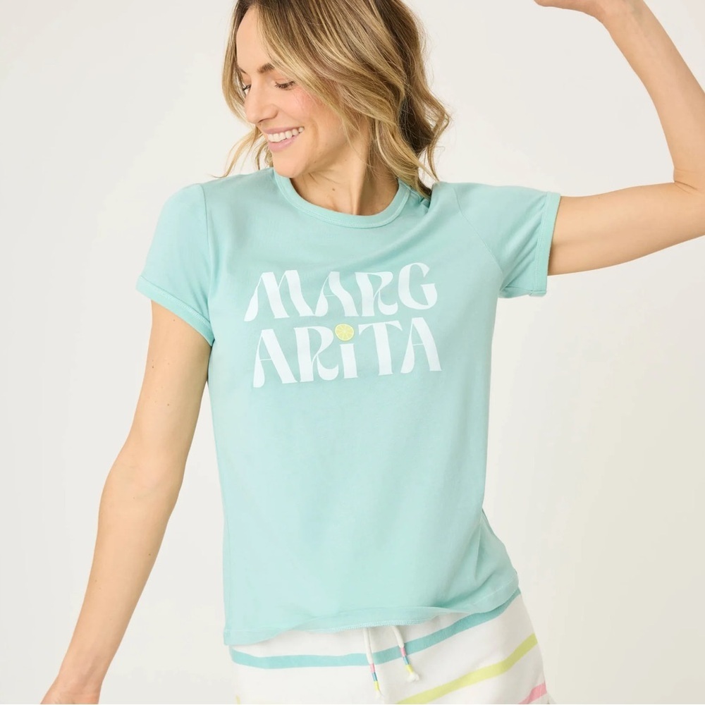 P.J. SALVAGE (L) Limes & Sunshine Graphic "Margarita" T-Shirt Dusty Mint NWT